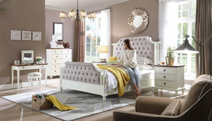 Doppio letto Letti classici Coloniali Tessile Letti Chesterfield Stile fondatore