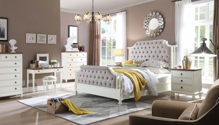 Doppio letto Letti classici Coloniali Tessile Letti Chesterfield Stile fondatore