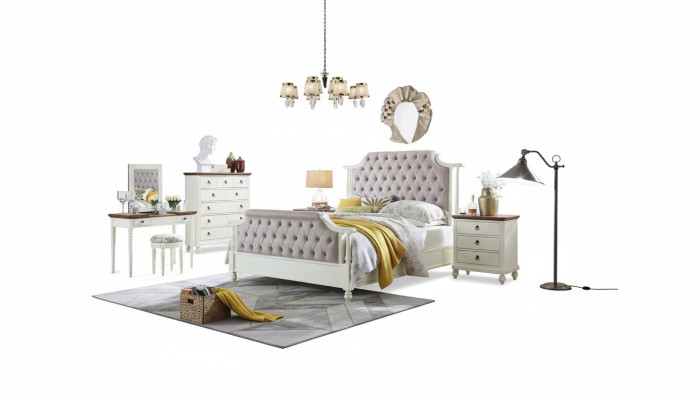 Doppio letto Letti classici Coloniali Tessile Letti Chesterfield Stile fondatore