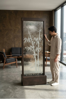 Moderna parete divisoria a cascata d'acqua Decorativa parete d'acqua con luci LED