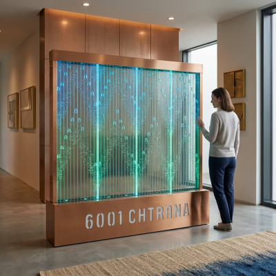 Pannello a parete con bolle d'acqua LED, parete d'acqua designer decorativa.