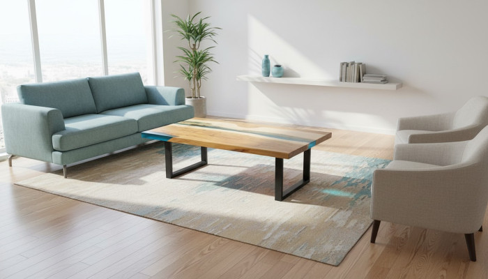 Tavolo da caffè River Table in resina epossidica Massello Tavoli 120x70 Tavolo fluviale Legno vero