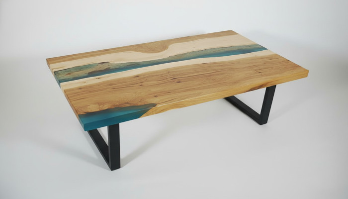 Tavolo da caffè River Table in resina epossidica Massello Tavoli 120x70 Tavolo fluviale Legno vero