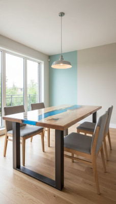 Tavolo da pranzo River Table Massiv Tische 220x100 Tavolo fluviale Mare Waterfall Resina epossidica
