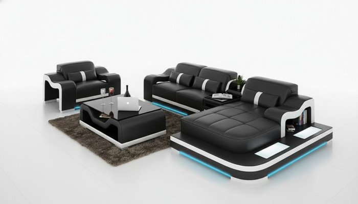 Set completo divano angolare con tavolo USB divano ad angolo.