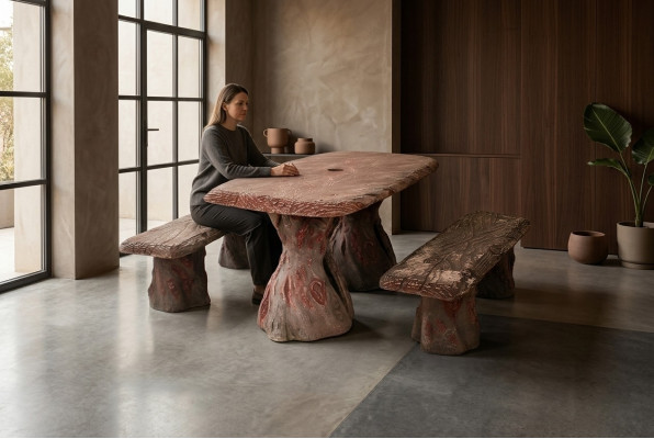 Mobili da giardino tavolo con 2 panche set da giardino in pietra legno
