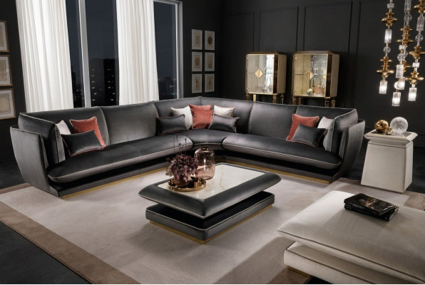 Divano Divano di lusso Divano ad angolo Mobili Soggiorno Design Tessile arredoclassic