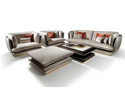 Set di divani 3 posti con pouf 311 Mobili da soggiorno Divano Gruppo di imbottiti Couch arredoclassic