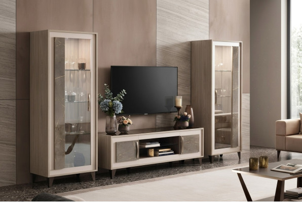 Muro attrezzato design Sideboard 2x armadio rtv Lowboard credenza 3 pezzi set Vetrina