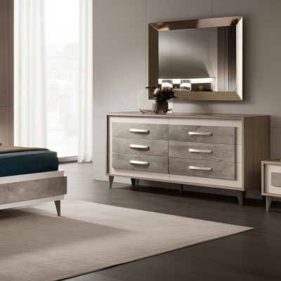 Comò Armadio Specchio Design Mobili Mobili Appendiabiti 2 pezzi Set arredoclassic