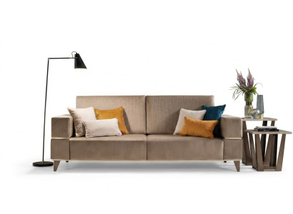 Divano 3 posti Moderno Lusso Imbottito Tessuto Beige arredoclassic