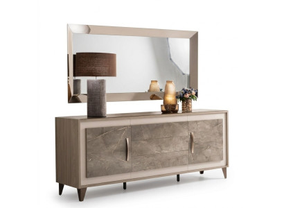 Buffet Mobile Consolle Specchio 2 pezzi Comodini Mobili in legno Sideboard arredoclassic