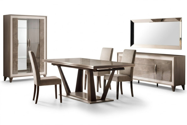 Mobili di lusso, tavolo da pranzo, tavolo, sala da pranzo, soggiorno, legno, acciaio inox, design, tavoli, nuovo