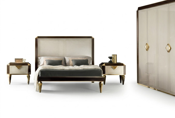 Letto Letti Hotel di lusso Design matrimoniale Camera da letto Beige	arredoclassic