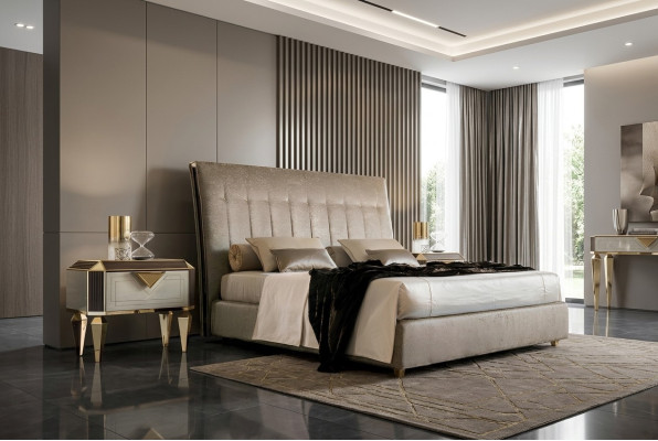 Letto 2x comodino 3 pezzi. Set da camera da letto Design di lusso Letti Hotel Completi