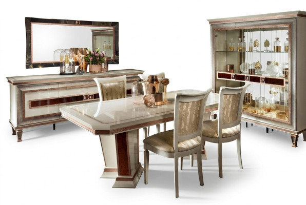 Tavolo da pranzo Set da pranzo Gruppo da pranzo Mobili Tavolo 5 pezzi Sedia 4x Sedie arredoclassic