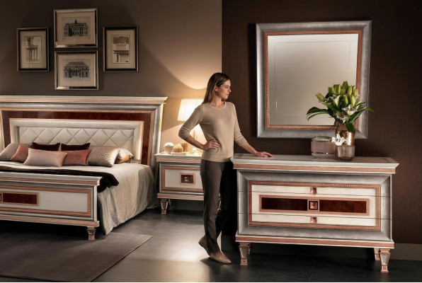 Stile elegante mobili camera da letto comò armadio classico credenza con specchio