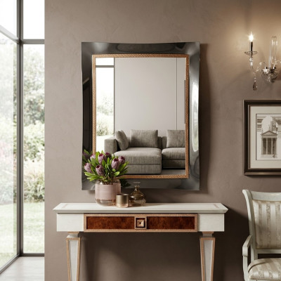 Grande specchio classico da parete con cornice in legno per appendere l'abbigliamento, nuovo