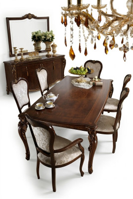 Tavolo da pranzo classico in legno con set da pranzo per sala da pranzo con 2 sedie con braccioli 3 pezzi.