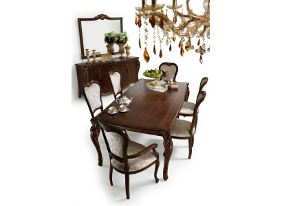 Tavolo da pranzo classico in legno con set da pranzo per sala da pranzo con 2 sedie con braccioli 3 pezzi.