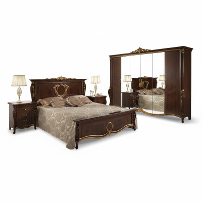 Classica camera da letto set letto 2x comodino lusso mobili 3 pezzi legno nuovo