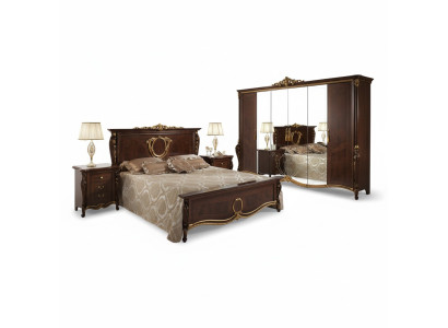 Classica camera da letto set letto 2x comodino lusso mobili 3 pezzi legno nuovo