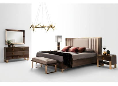 Set da camera da letto di lusso con letto 2 comodini Design classico Mobili letti 3 pezzi