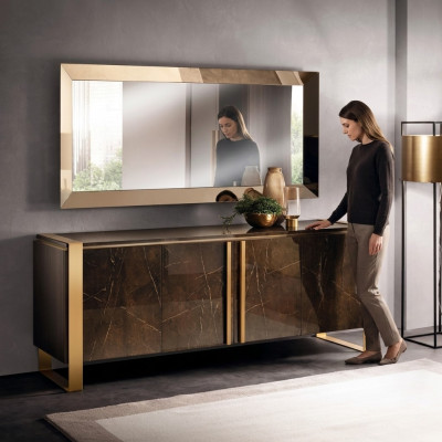 Console tavolo cassettiera con specchio Set di mobili di lusso Classe console 2 pezzi Legno Nuovo