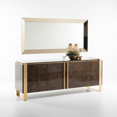 Console tavolo cassettiera con specchio Set di mobili di lusso Classe console 2 pezzi Legno Nuovo