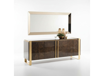 Console tavolo cassettiera con specchio Set di mobili di lusso Classe console 2 pezzi Legno Nuovo
