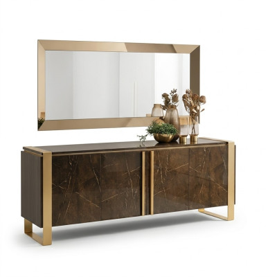 Edle Design Console Legno Sideboard Specchio Credenza Armadio 2 pezzi Tavolo consolle