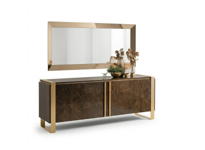 Edle Design Console Legno Sideboard Specchio Credenza Armadio 2 pezzi Tavolo consolle