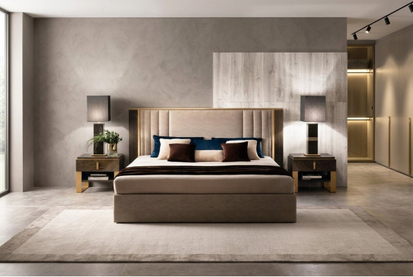 Letto 2x comodini Design camera da letto 3 pezzi. Set di letti di lusso classici Mobili