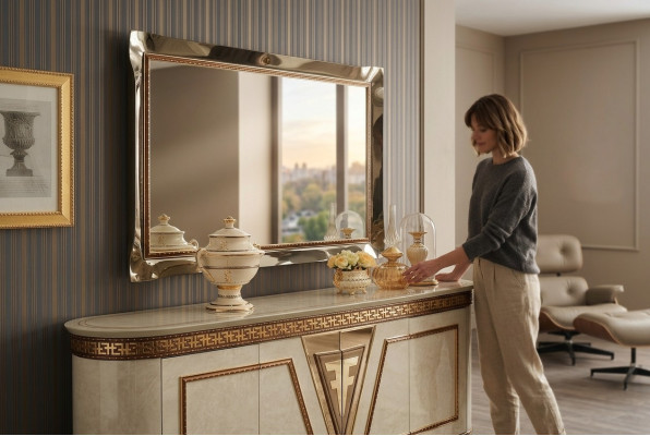Specchio Specchio da parete Specchiera Specchiera da ingresso Bagno Ingresso Legno Parete Decorazione Specchietto Barocco