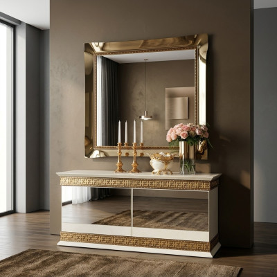Specchio specchio da parete Barocco Rococò corridoio soggiorno bagno legno vetro design
