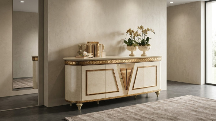 Design della cassettiera, console, credenza, tavolino, armadietto, mobile basso per il soggiorno, nuovo.