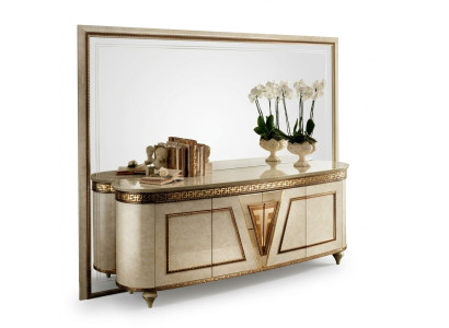 Specchio comò armadio comodini credenza camera da letto set in legno stile antico 2 pezzi
