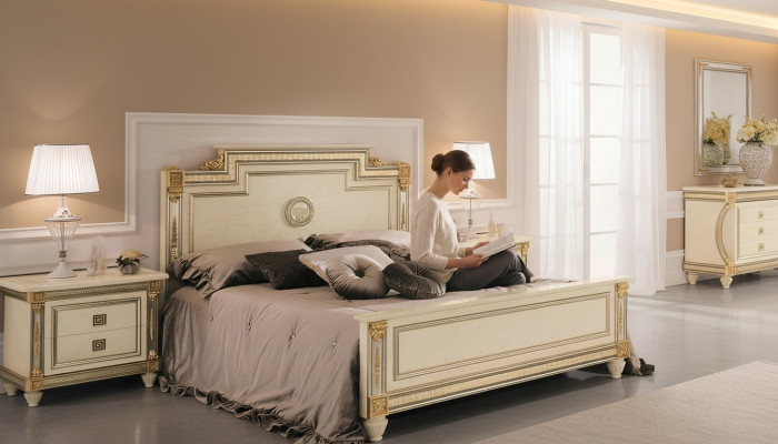 Letto Reale 2 comodini Camera da letto Set 3 pz. Letti in legno Nuovi