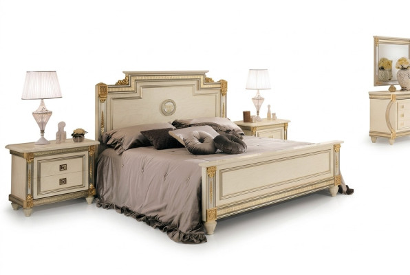 Letto Reale 2 comodini Camera da letto Set 3 pz. Letti in legno Nuovi