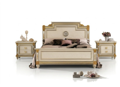 Letto + 2x comodini 3 pezzi. Set camera da letto di design di lusso stile barocco.