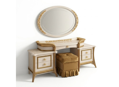 Tavolo trucco specchio sgabello comò set completo camera da letto nuovo 3 pezzi. Console