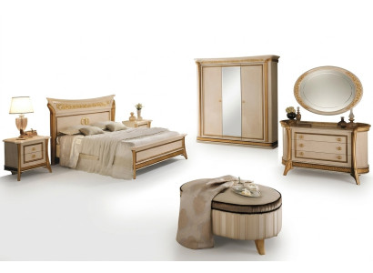 Set camera da letto Design Letto 2x Comodino Comodino Sgabello arredoclassic 7 pezzi.