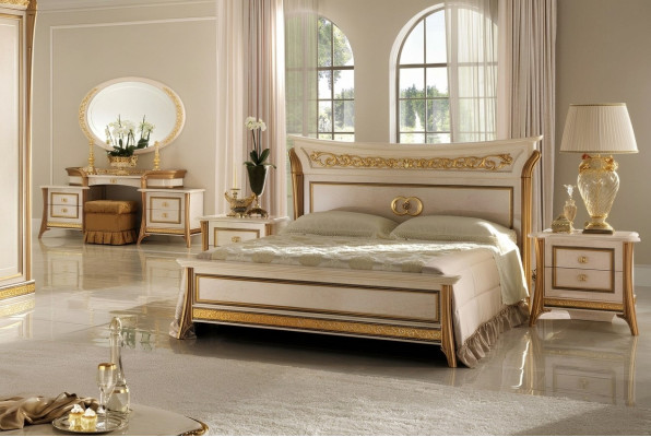 3 pezzi. Set camera da letto Letto 2x Comodino Console Letto matrimoniale Hotel Imbottito