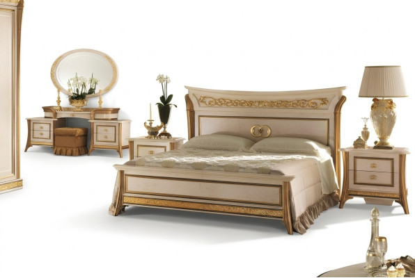 3 pezzi. Set camera da letto Letto 2x Comodino Console Letto matrimoniale Hotel Imbottito