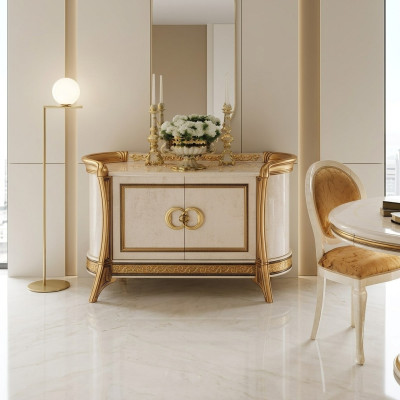 Mobili di design Stile barocco Comò Armadio Beige Legno di lusso Mobili italiani Nuovo