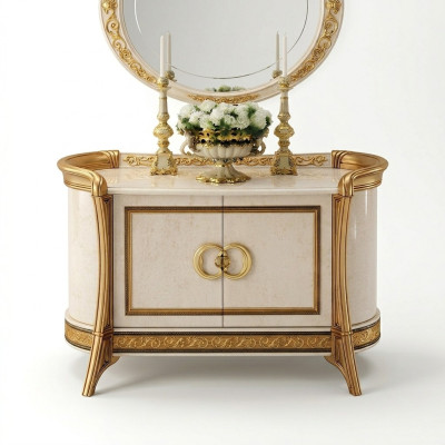 Mobili di design Stile barocco Comò Armadio Beige Legno di lusso Mobili italiani Nuovo