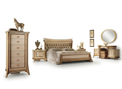 Set da camera da letto Letto Comodino Comò Specchio Sgabello Nuovo 7 pezzi Stile Barocco Rococò