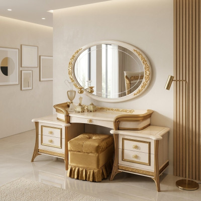 Toletta con specchio Consolle di lusso Toilette Camera da letto Barocco Rococò