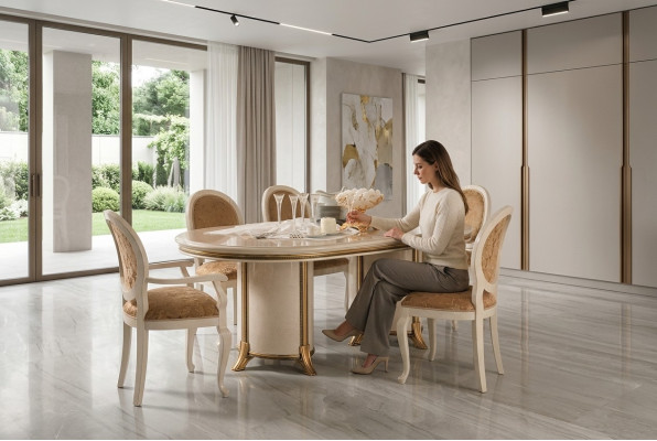 Set da sala da pranzo italiano arredoclassic con 7 pezzi: sedia, tavolo da pranzo.
