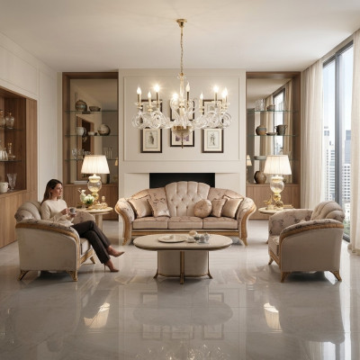 Divano componibile 3+2+1 posti Set di divani da soggiorno Divano Divano Set di mobili Sofas Arredoclassic.